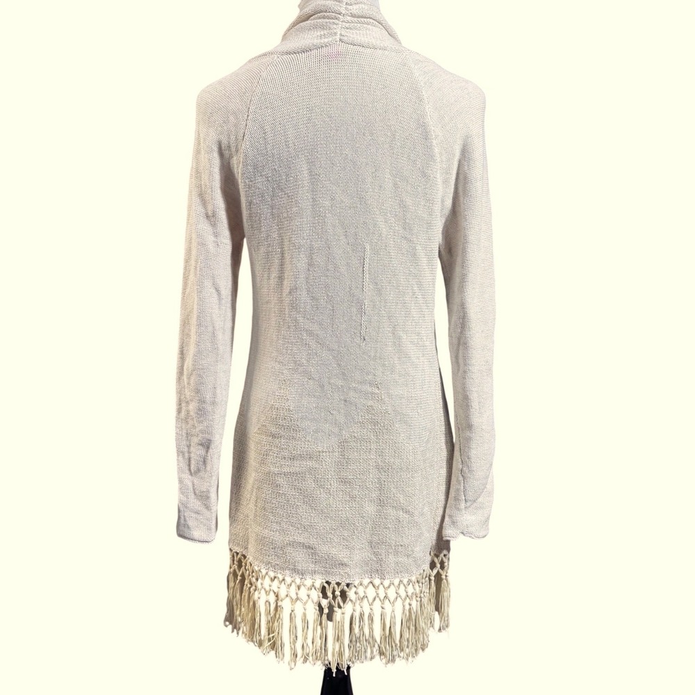 Lilly Pulitzer Women Fringe Cardigan Metallic Cream Gold Small duster‎ Boho
